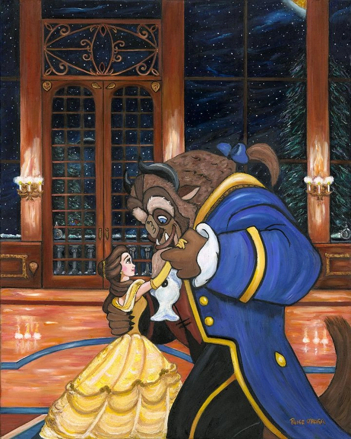 Paige O Hara First Dance - From Disney Beauty and The Beast Hand Embelleshed Giclee On Canvas
