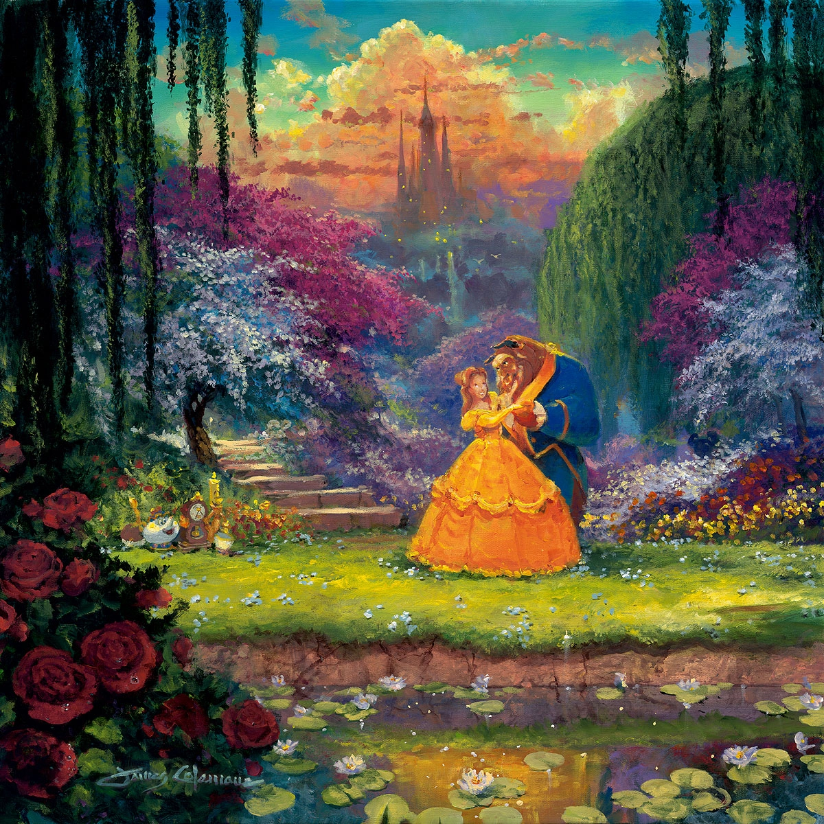 James Coleman Garden Waltz From Beauty and The Beast Premiere Edition Hand-Embellished Giclee on Canvas
