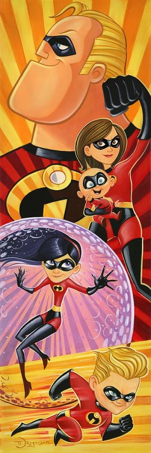 Tim Rogerson Incredibles to the Rescue From The Incredibles Hand-Embellished Giclee on Canvas