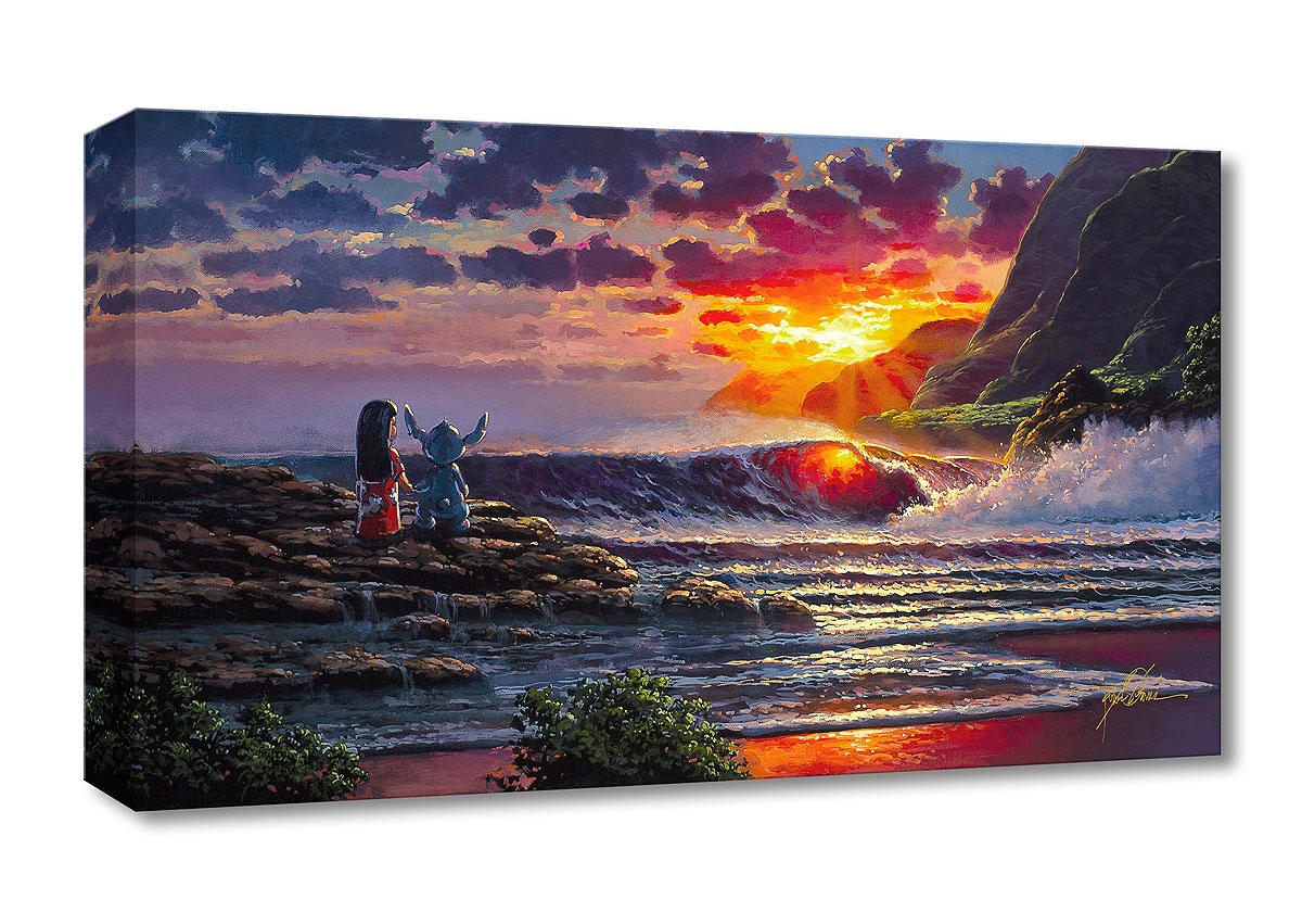 Rodel Gonzalez Lilo & Stitch Share a Sunset Gallery Wrapped Giclee On Canvas