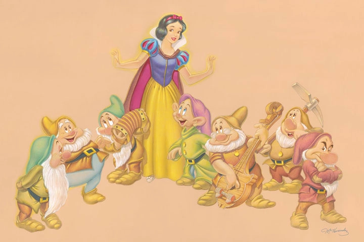 Manuel Hernandez A Song and a Dance  - From Disney Snow White and the Seven Dwarfs Giclee On Canvas