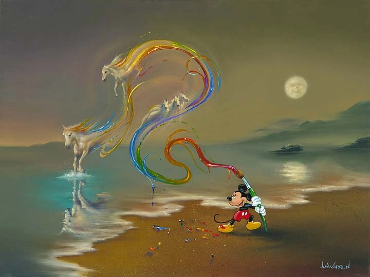 Jim Warren Mickey the Artist Hand-Embellished Giclee on Canvas