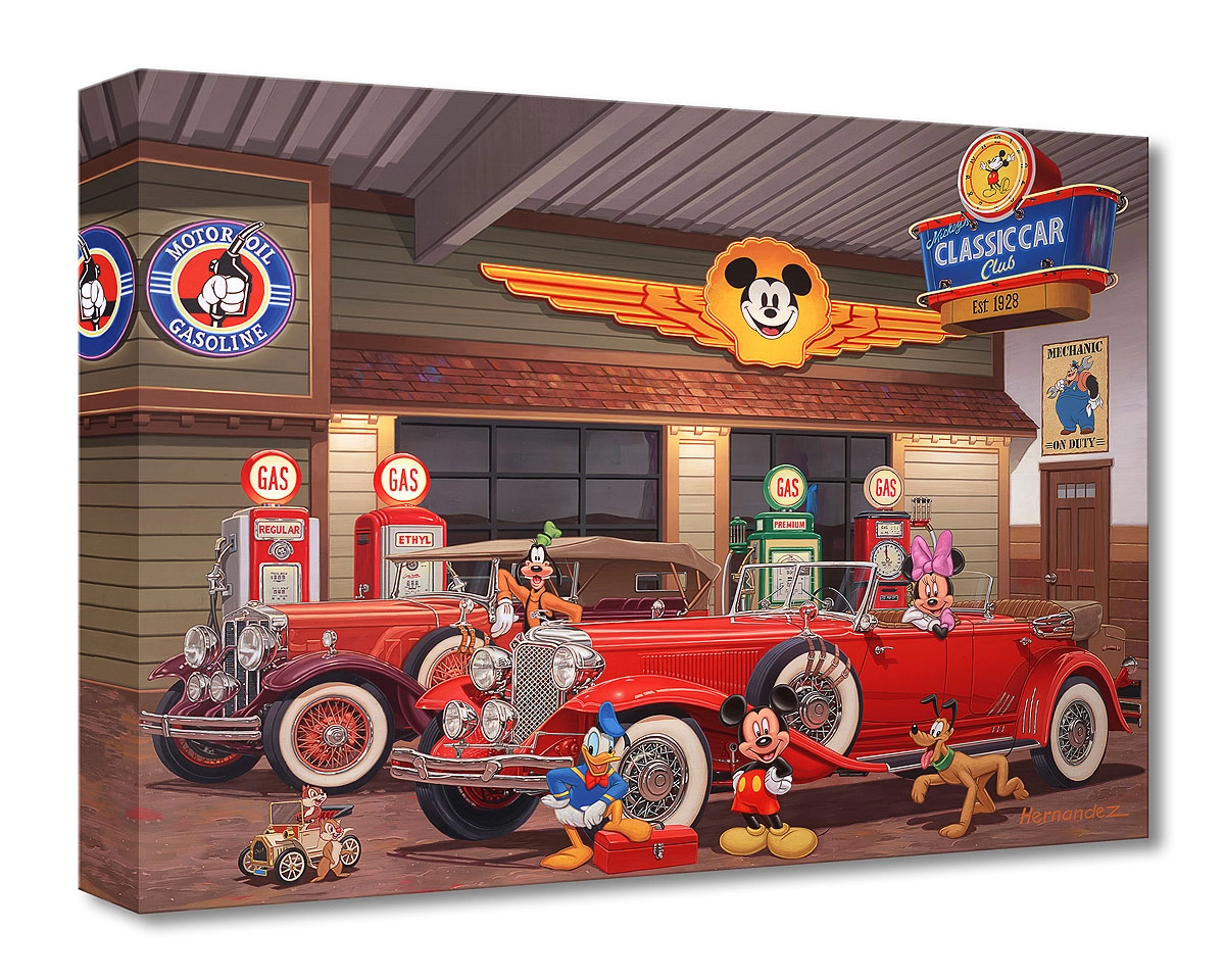 Manuel Hernandez Mickey's Classic Car Club Gallery Wrapped Giclee On Canvas