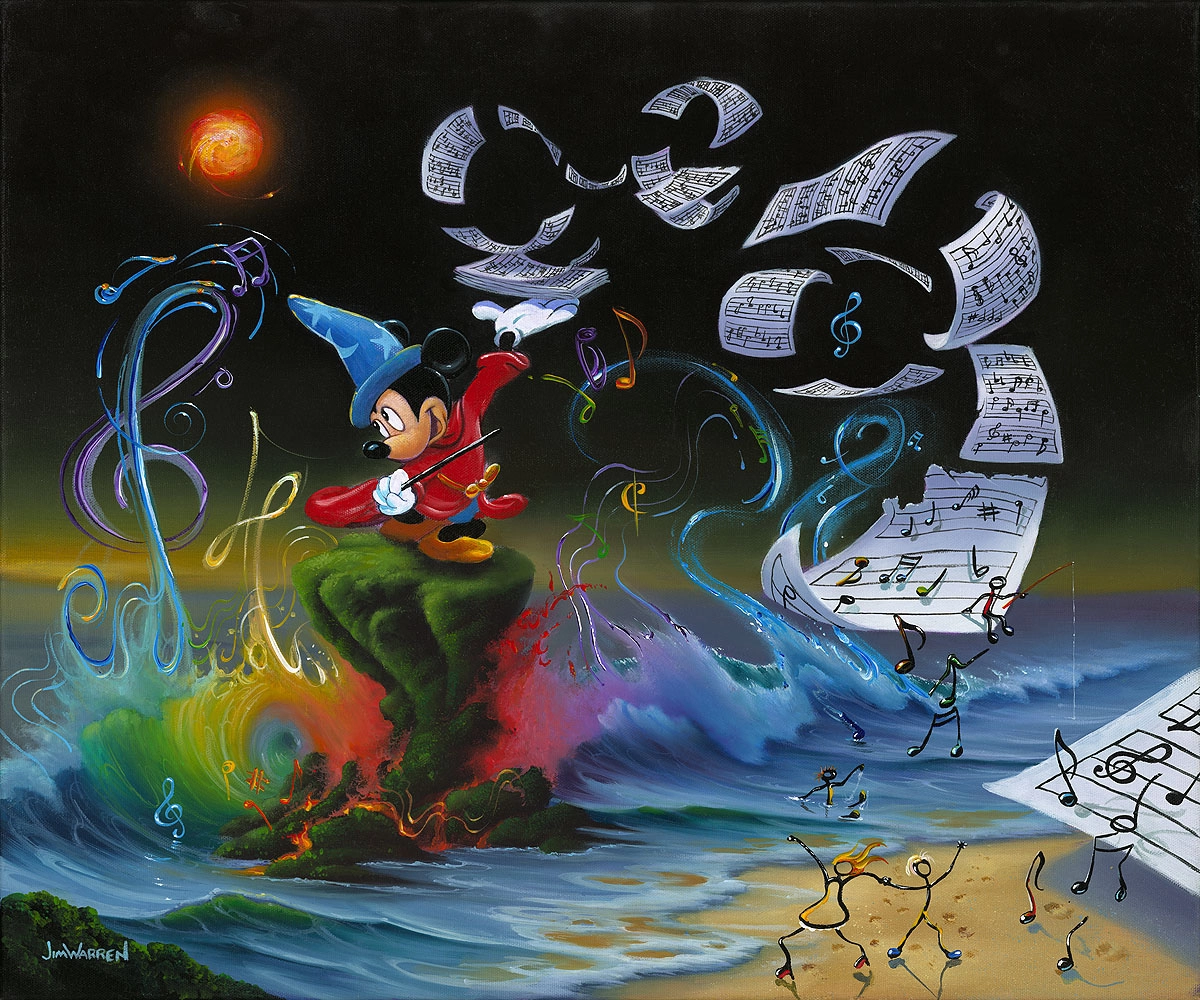 Jim Warren Mickey the Composer Premiere Edition - From Disney Fantasia Giclee On Canvas