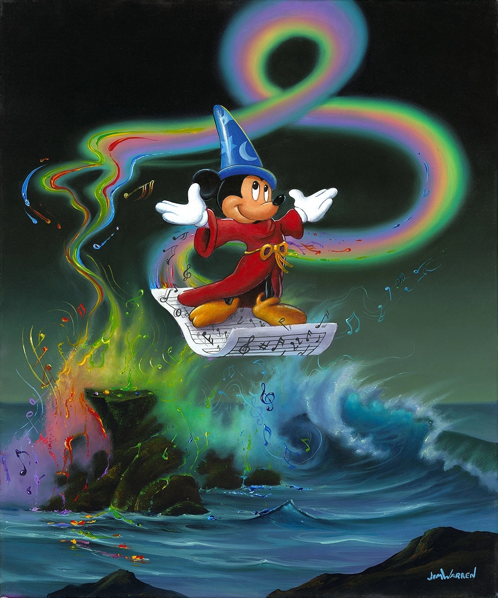 Jim Warren Mickey Making Magic - From Disney Fantasia Giclee On Canvas