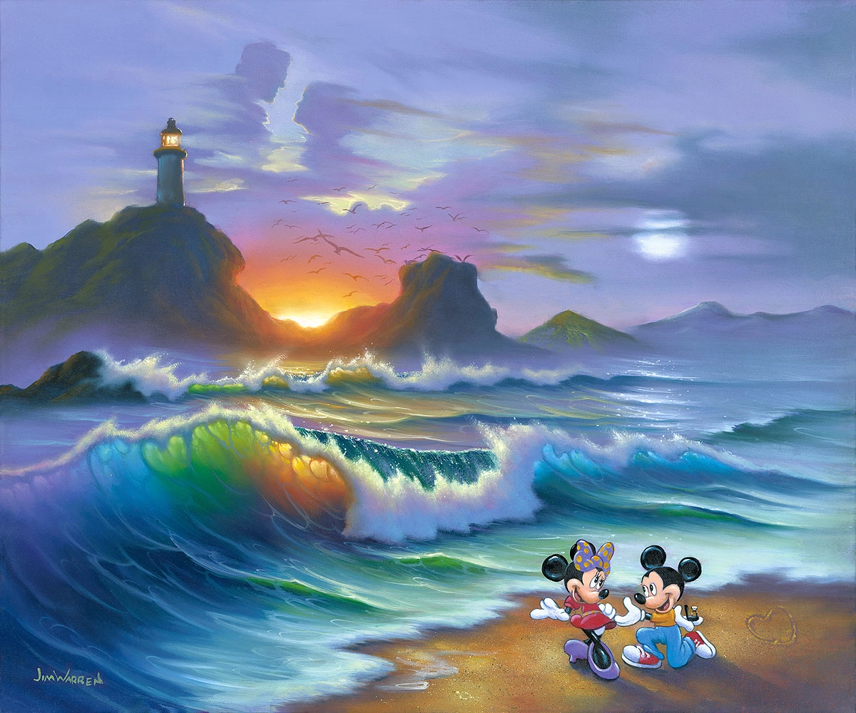 Jim Warren Mickey Proposes to Minnie Premiere Edition Giclee On Canvas
