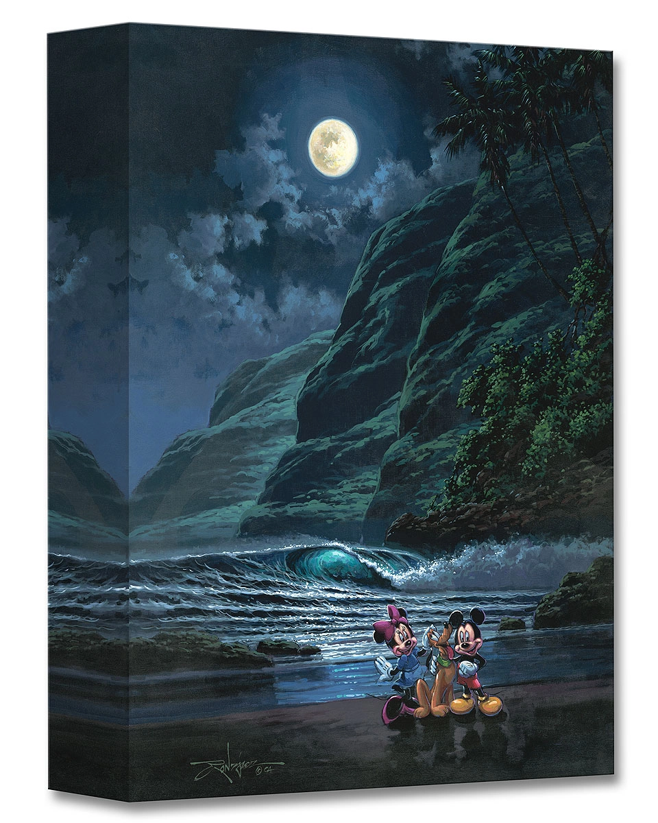 Rodel Gonzalez Moonlit Portrait Mickey Minne and Pluto Gallery Wrapped Giclee On Canvas
