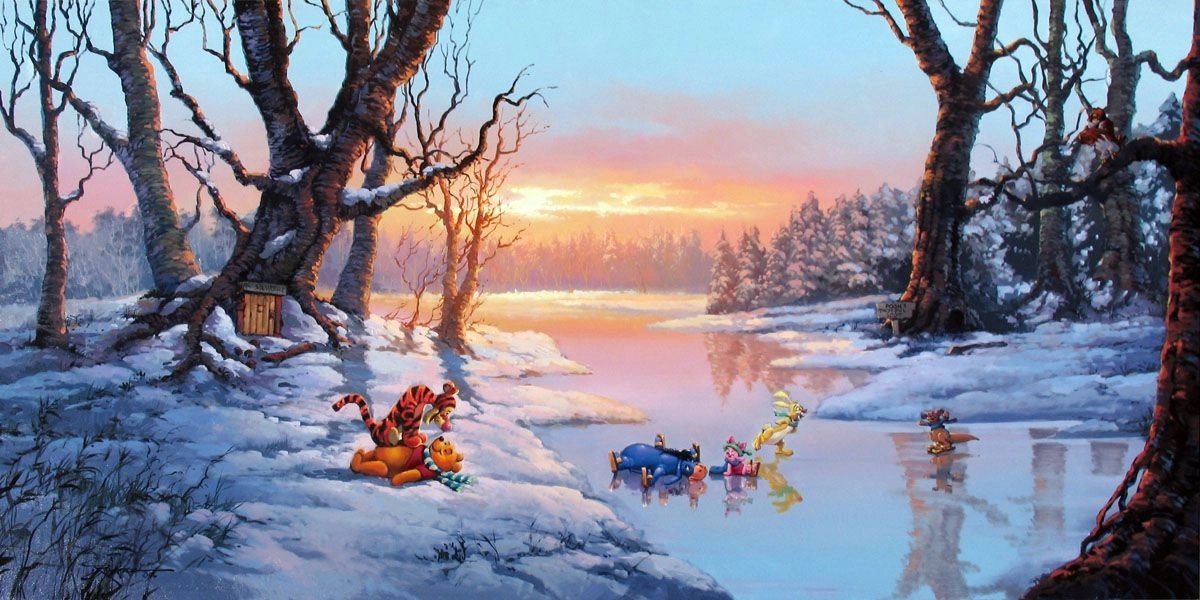 Rodel Gonzalez Playful Afternoon - From Disney Winnie the Pooh Hand-Embellished Giclee on Canvas