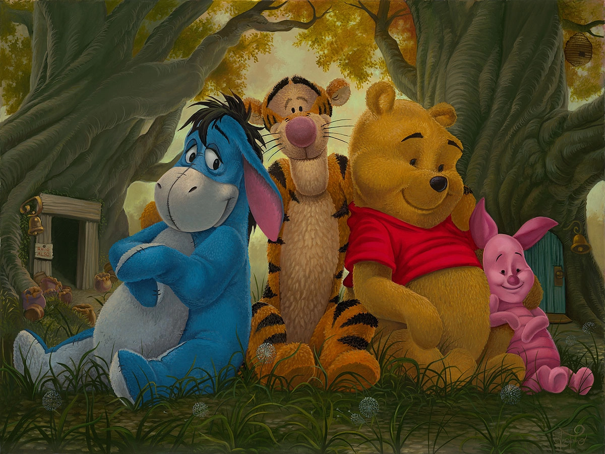 Jared Franco Pooh and His Pals From Winnie The Pooh Giclee On Canvas