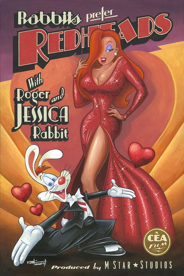Mike Kungl Rabbits Prefer Redheads Deluxe Giclee On Canvas