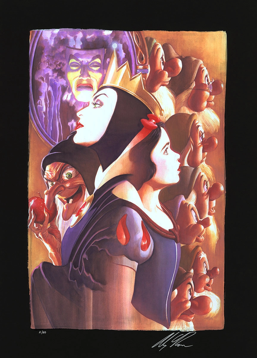 Alex Ross Disney Once There Was a Princess From Beauty and The Beast Chiarograph on Black Paper 