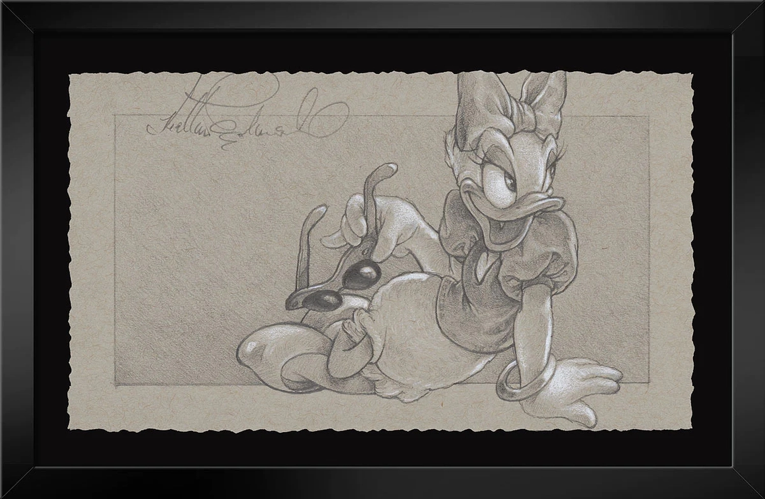 Heather Edwards Not Gonna Stop Me Framed From Daisy Duck Graphite Hand Deckled Giclee on Paper