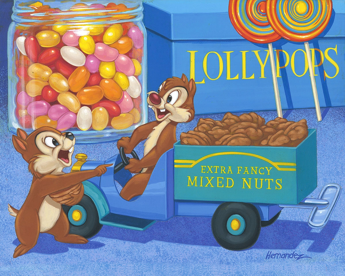 Manuel Hernandez Trunk Full of Nuts - From Disney Two Chips and a Miss  Hand-Embellished Giclee on Canvas