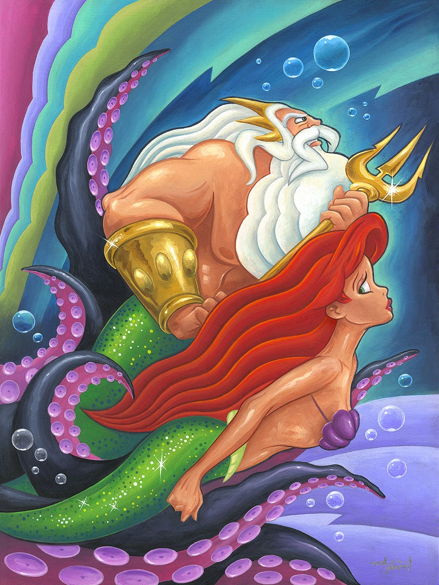 Mike Kungl The Escape From The Little Mermaid Hand-Embellished Giclee on Canvas