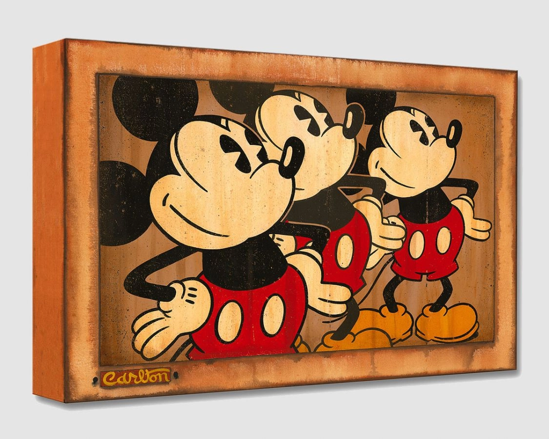 Trevor Carlton Three Vintage Mickeys Gallery Wrapped Giclee On Canvas