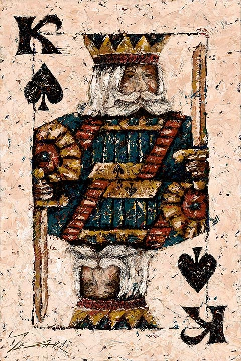 Trevor Mezak King of Spades Hand-Embellished Giclee on Canvas