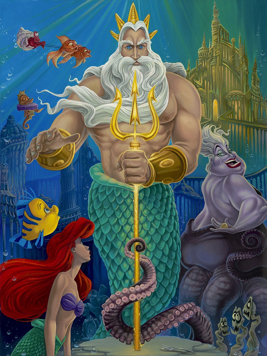 Jared Franco Triton's Kingdom From The Little Mermaid Giclee On Canvas