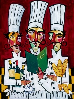 Tim Rogerson Les Trois Chefs Giclee On Canvas
