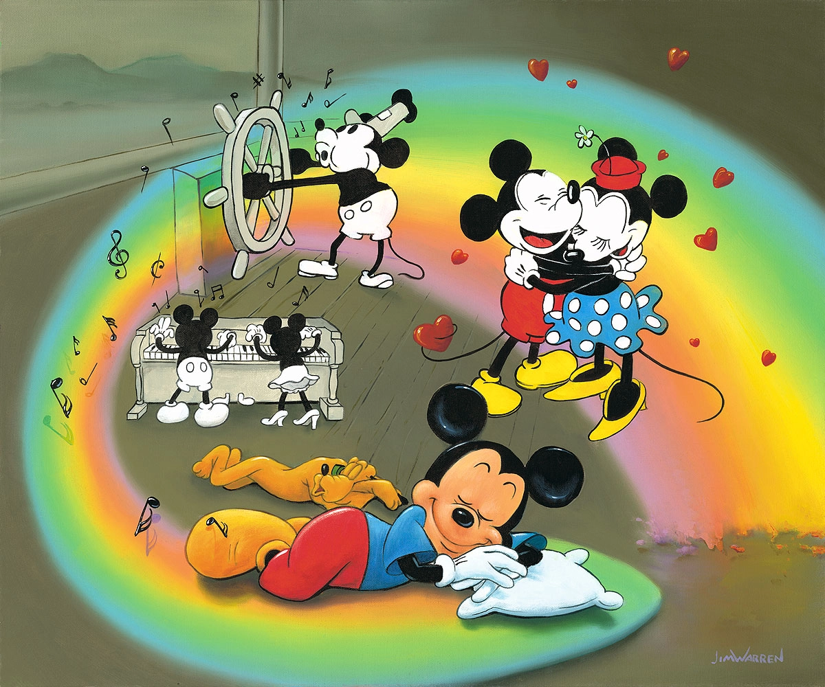 Jim Warren What Does Mickey Dream Hand-Embellished Giclee on Canvas