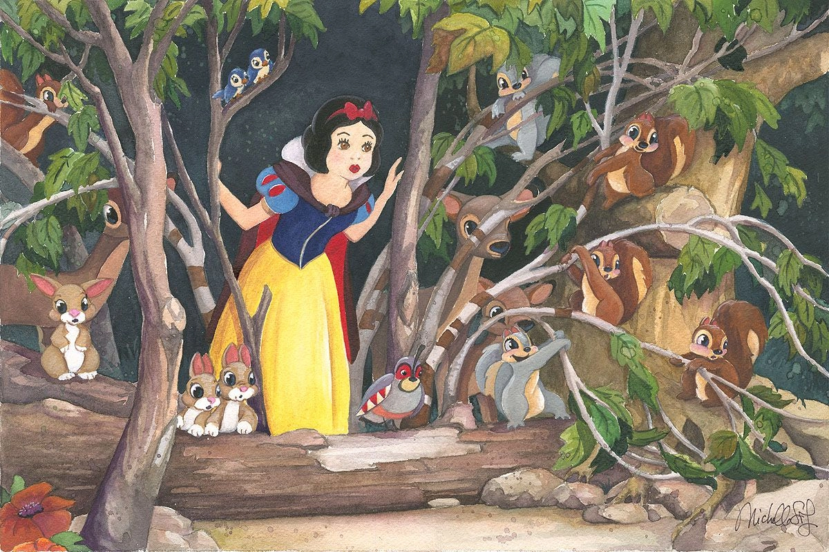 Michelle St Laurent Snow Whites Discovery - From Disney Snow White and the Seven Dwarfs Hand-Embellished Giclee on Canvas