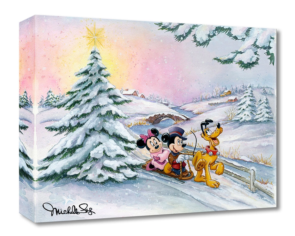 Michelle St Laurent Winter Sleigh Ride From Mickey and Friends Gallery Wrapped Giclee On Canvas
