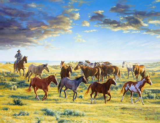 Bob Coronato The Horse Wrangler gatherd the morn Canvas