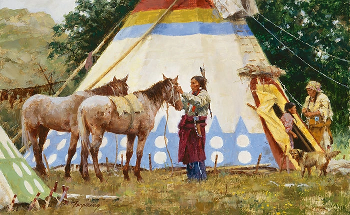 Howard Terpning THE FAMILY HOME Giclee On Canvas Artist Proof