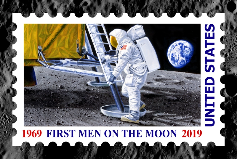 Chris Calle FIRST MEN ON THE MOON Giclee On Canvas