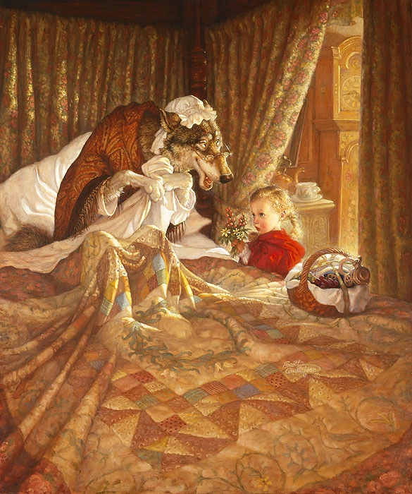 Scott Gustafson Little Red Riding Hood Anniversary Giclee On Canvas