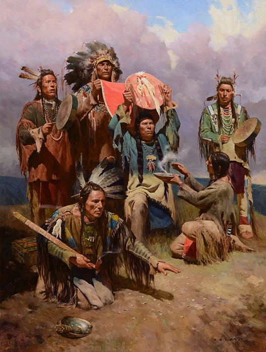 Z.S.  Liang White Buffalo War Shield MASTERWORK Giclee On Canvas