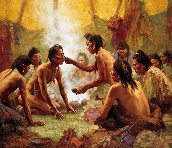 Howard Terpning BLESSING FROM THE MEDICINE MAN Canvas