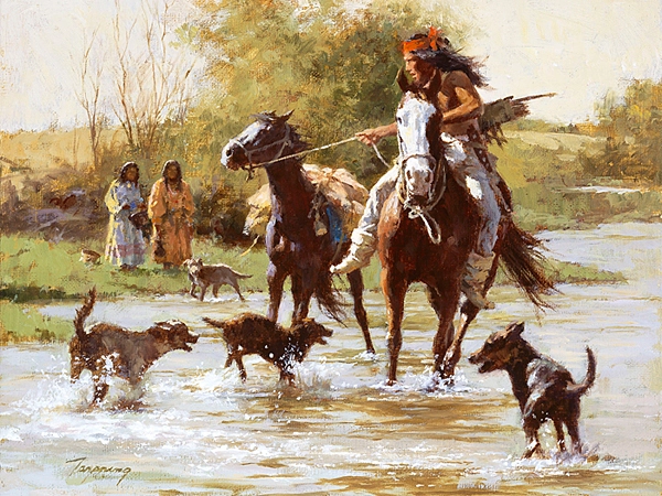 Howard Terpning Yapping Dogs SMALLWORK EDITION ON Canvas