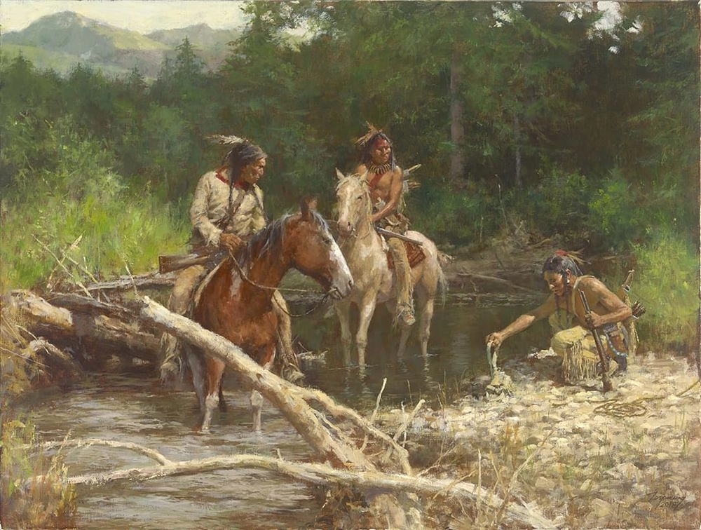 Howard Terpning Blackfeet Scouts in the Flathead Valley Giclee On Canvas