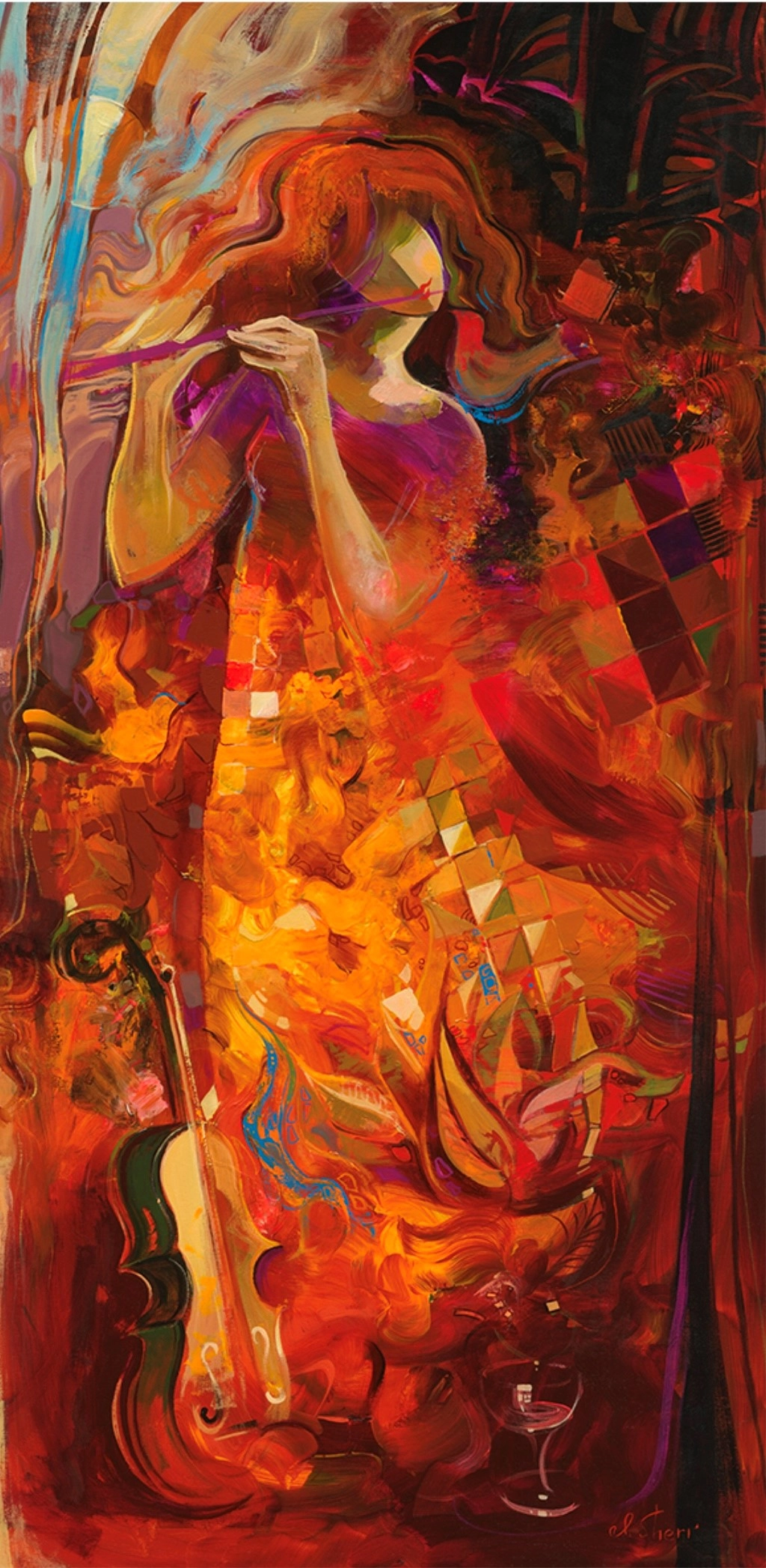 Irene Sheri Harmony Hand-Embellished Giclee on Canvas