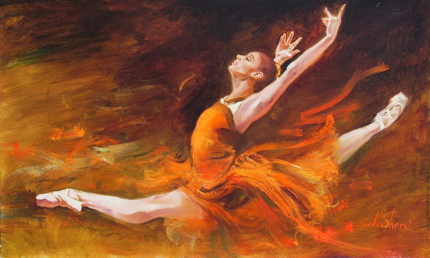 Irene Sheri Hot Jump Hand-Embellished Giclee on Canvas