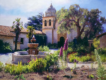 June Carey Springtime In The Mission Garden Canvas
