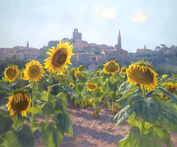 June Carey Sunflowers of Castiglion Fiorentino Master Works Edition On Canvas