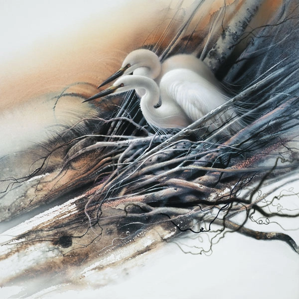 Lee Bogle White Egrets Giclee On Canvas