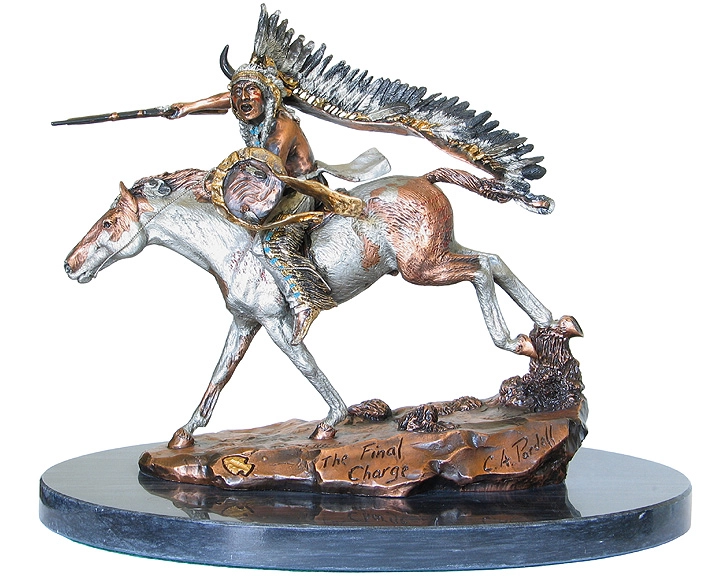 Christopher Pardell The Final Charge - Chief Roman Nose  Mixed Media Sculpture