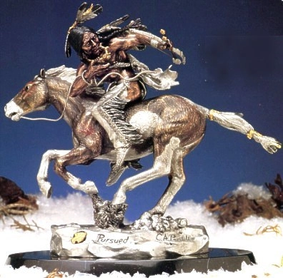 Christopher Pardell Pursued - Chief Crazy Horse Mixed Media Sculpture