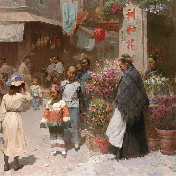 Mian Situ Chinese Flower Shop San Francisco 1904 Canvas
