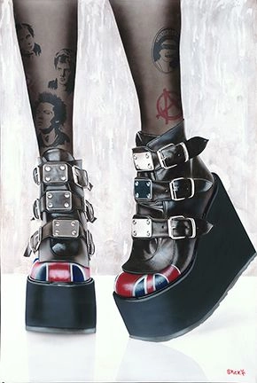 Stickman Anarch - Sex Pistols Tribute - Boots Giclee On Canvas