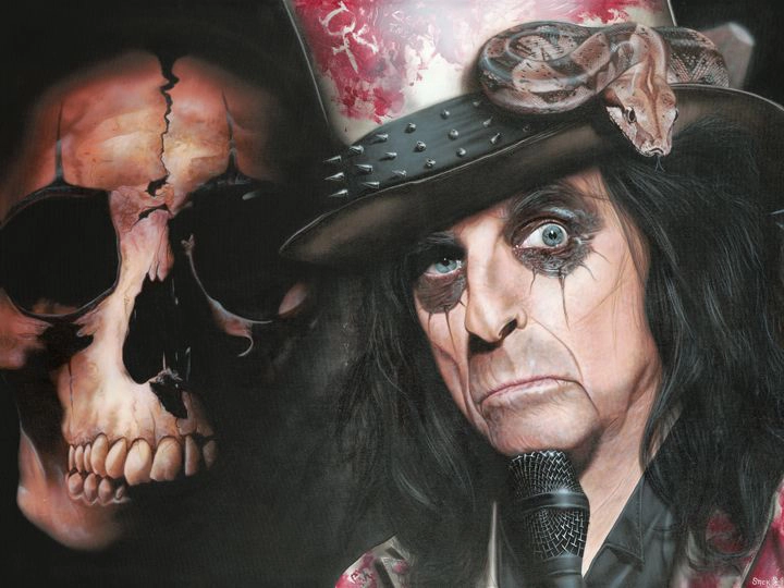 Stickman In My Eye Blood Drops Look Like Roses - Alice Cooper -Giclee On Canvas Artist Proof Hand Embellished
