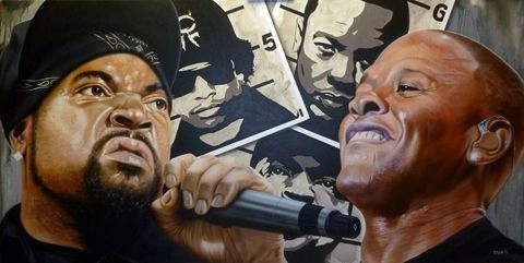 Stickman Yo, Dre I Got Something to Say - Ice Cube/Dr Dre Giclee On Canvas