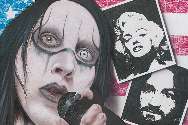 Stickman I Wasn't Born with Enough Middle Fingers - Marilyn Manson -Giclee On Canvas Artist Proof Hand Embellished