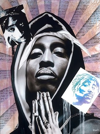 Stickman Can You Picture My Prophecy - Tupac Shakur Giclee On Canvas Artist Proof Hand Embellished