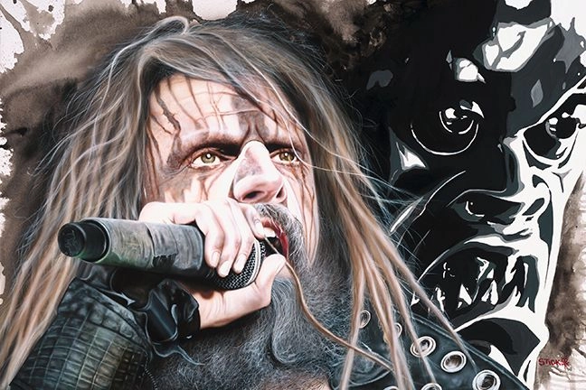 Stickman Shriek the Lips Across Ragged Tongue - Rob Zombie Giclee On Canvas