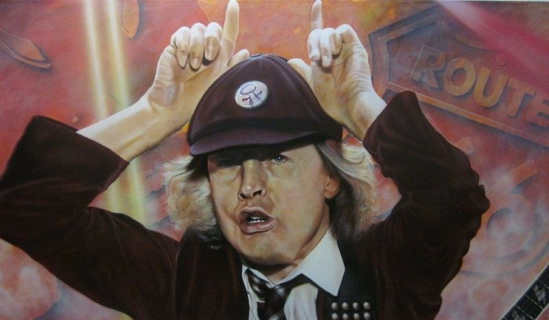 Stickman We Salute You - Angus Young Giclee On Canvas