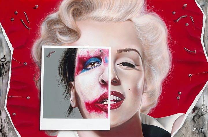 Stickman Something Beautiful, Something Free - Marilyn Monroe/Marilyn Manson -Giclee On Canvas Artist Proof Hand Embellished