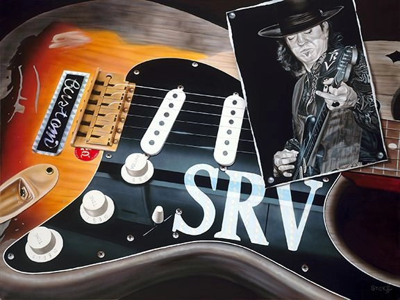 Stickman She's My Sweet Little Thang - Stevie Ray Vaughn -Giclee On Canvas Artist Proof Hand Embellished